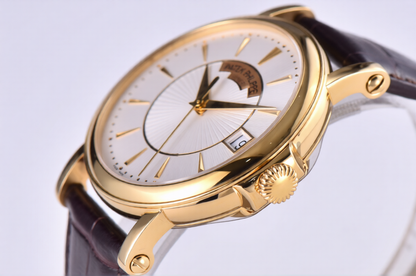Patek Philippe Calatrava 38mm Gold Brown Leather White Dial