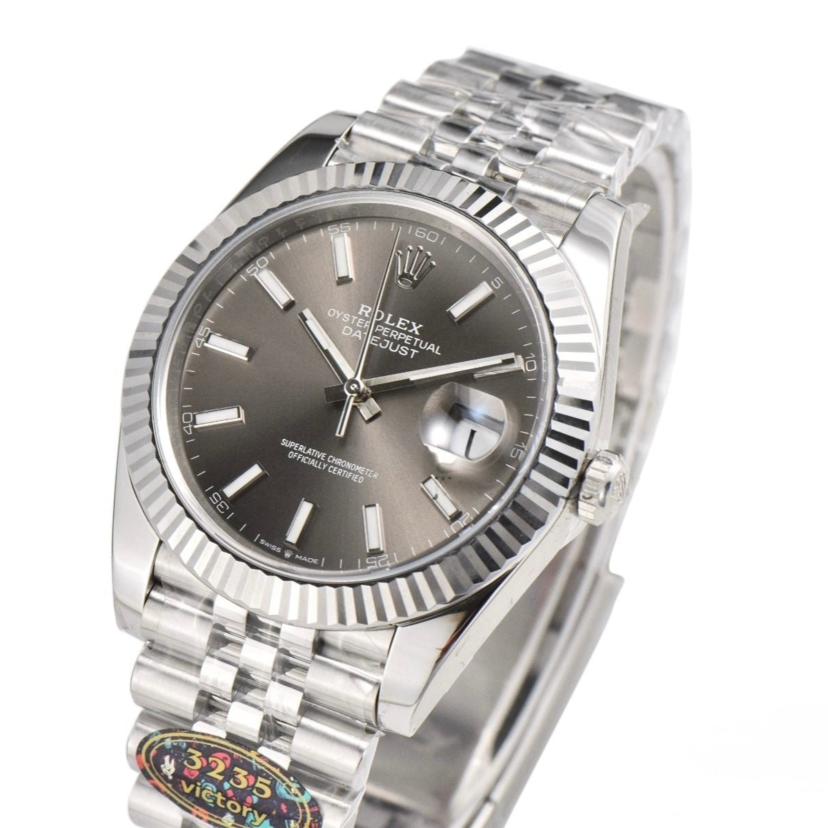 Rolex Date Just 41mm Jubilee Bracelet Steel Gray Dial