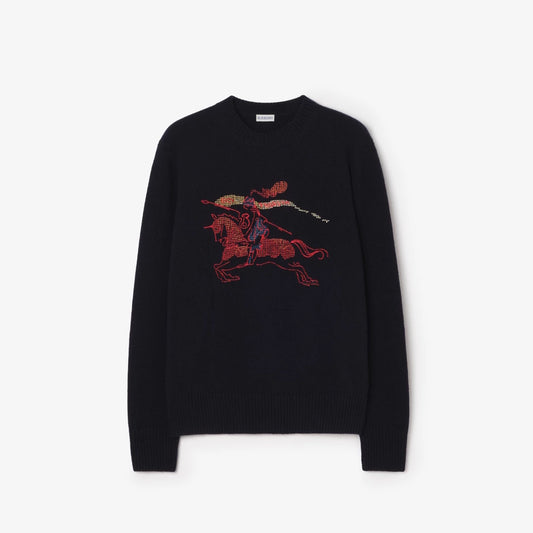 Burberry Cross Stitch EKD Wool Cashmere Sweater "Navy Blue"