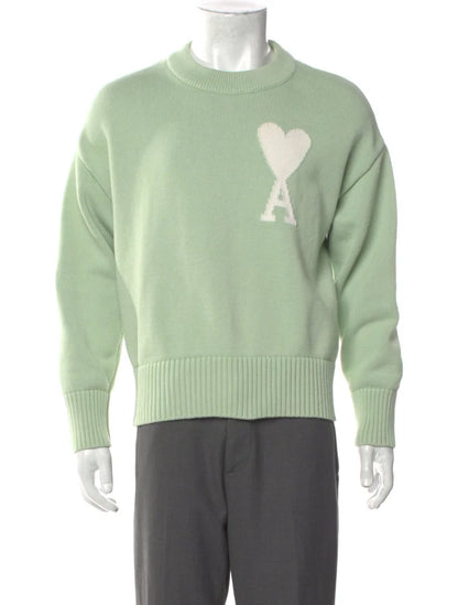 AMI Paris Ami De Coeur Sweater "Light Green"