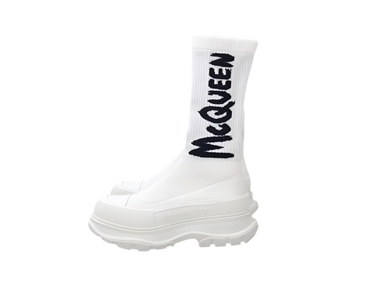 Alexander McQueen Tread Slick Boot "Ribbed White"