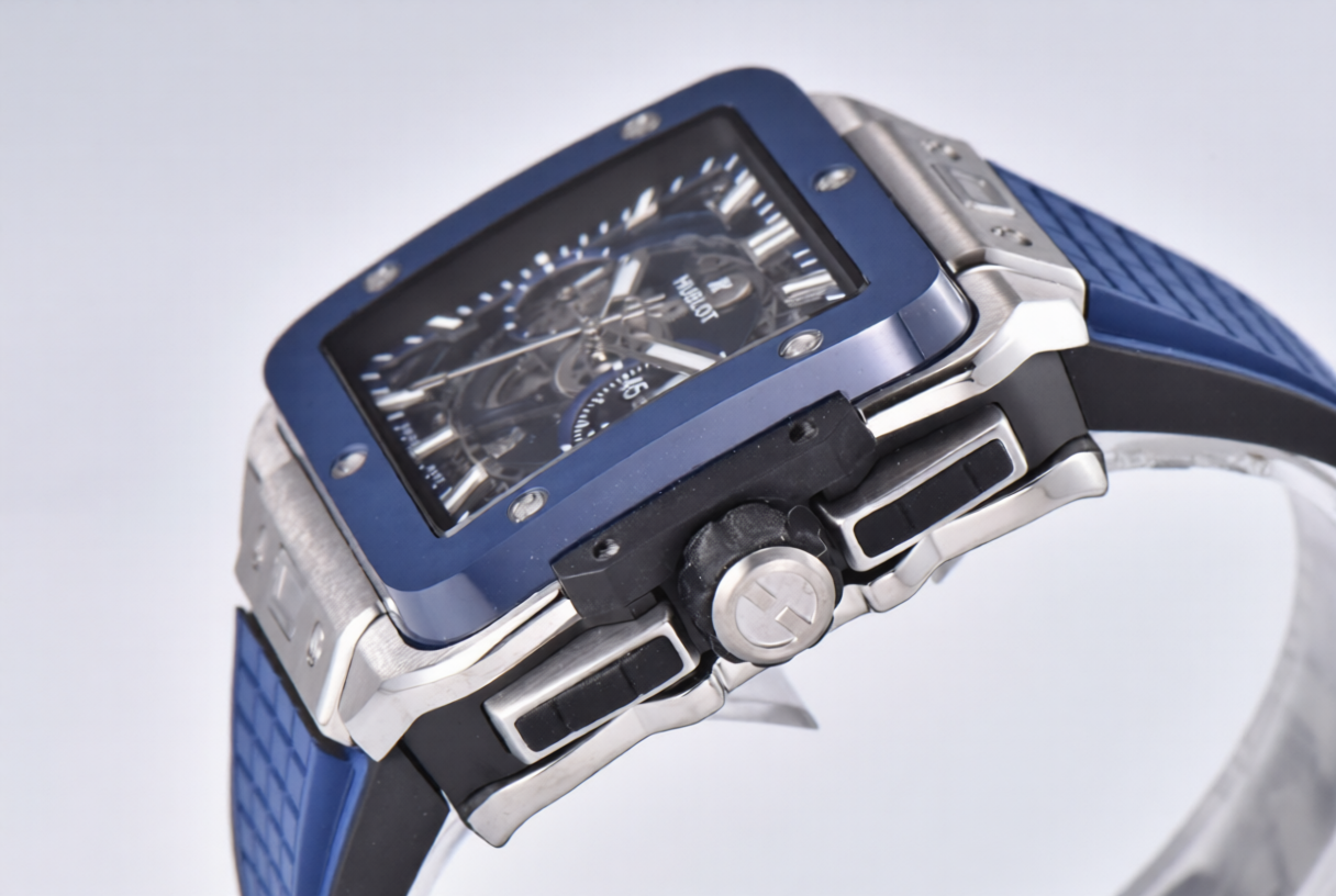 Hublot Square Bang Unico 42mm Blue Rubber Strap Skeleton Dial