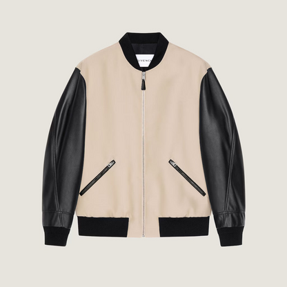 Givenchy Mix Material Blouson with Givenchy Paris Embroidery "Neutral-Black"