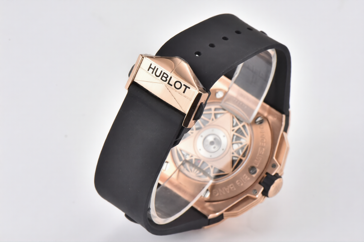 Hublot Big Bang Sang Bleu II Chrono 45mm Rose Gold Black Rubber Strap Black Dial