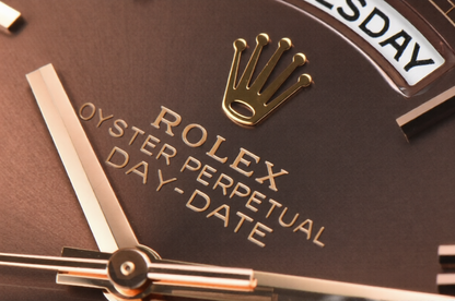 Rolex Day Date 40mm Rose Gold President Bracelet Brown Roman Dial