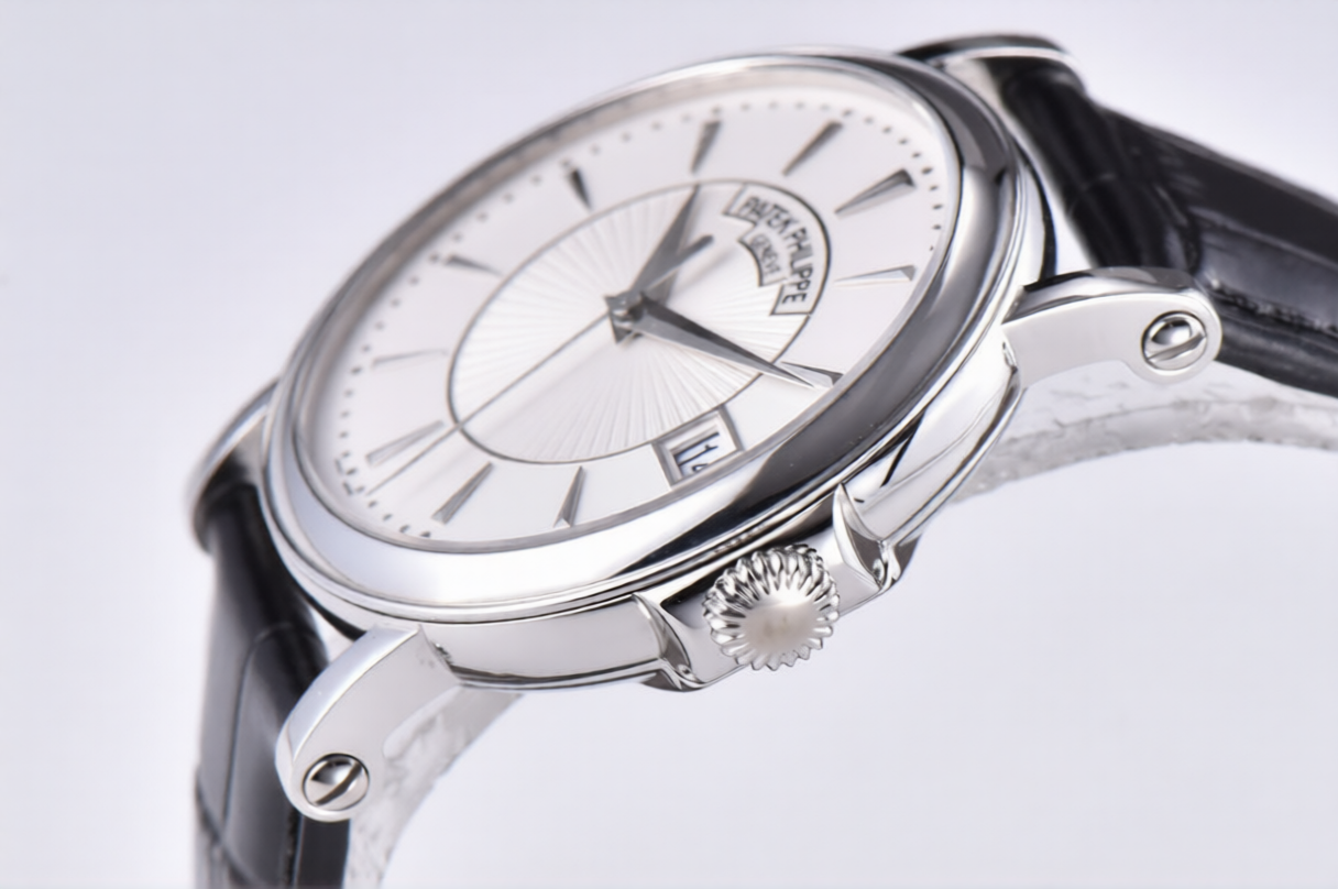 Patek Philippe Calatrava 38mm Black Leather White Dial