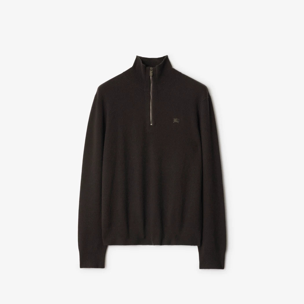 Burberry Cashmere Blend Half-Zip Sweater "Black"