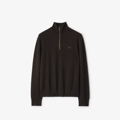 Burberry Cashmere Blend Half-Zip Sweater "Black"
