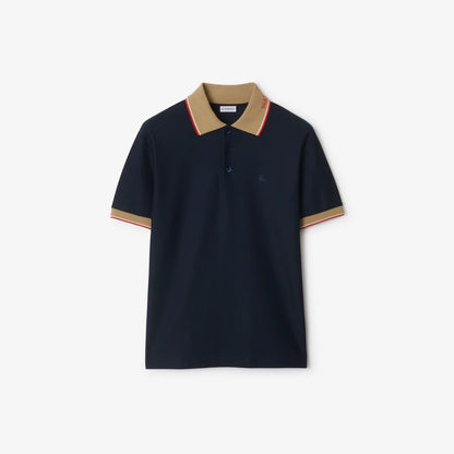 Burberry Logo Collar Cotton Polo Shirt "Navy Blue"