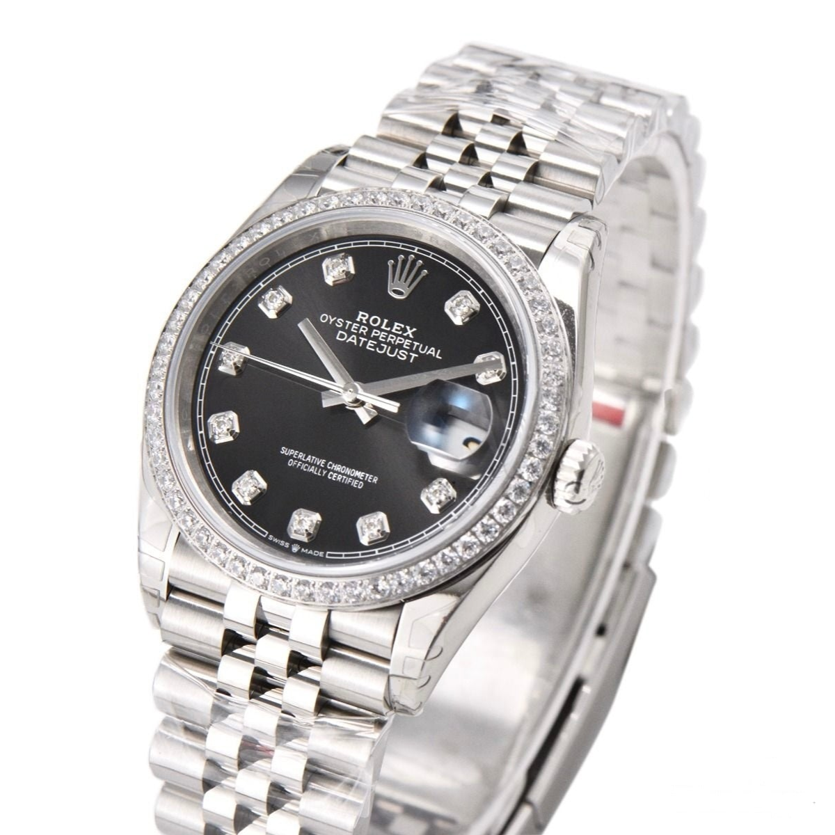 Rolex DateJust 36mm Jubilee Bracelet Black Diamond Dial