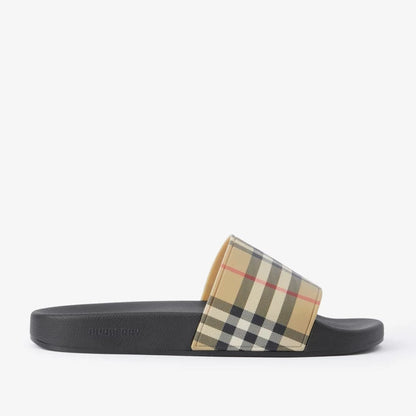 Burberry Furley Check Slides "Archive Beige"