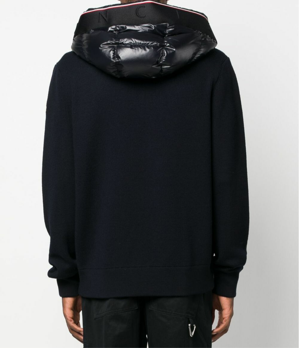 Moncler Paneled Down and Wool Jacket "Black"