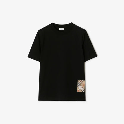 Burberry Check Label Cotton T-Shirt "Black"