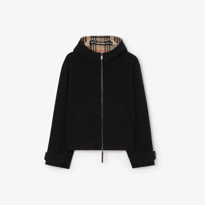 Burberry Reversible Wool Hooded Jacket "Black" and "Beige"