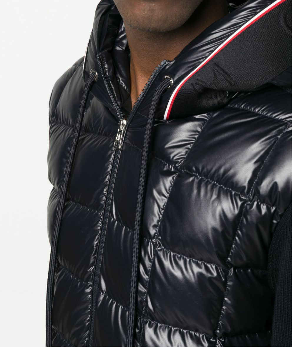 Moncler Paneled Down and Wool Jacket "Black"