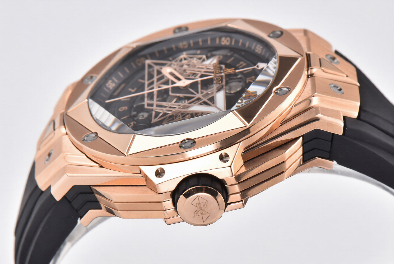 Hublot Big Bang Sang Bleu II Chrono 45mm Rose Gold Black Rubber Strap Black Dial