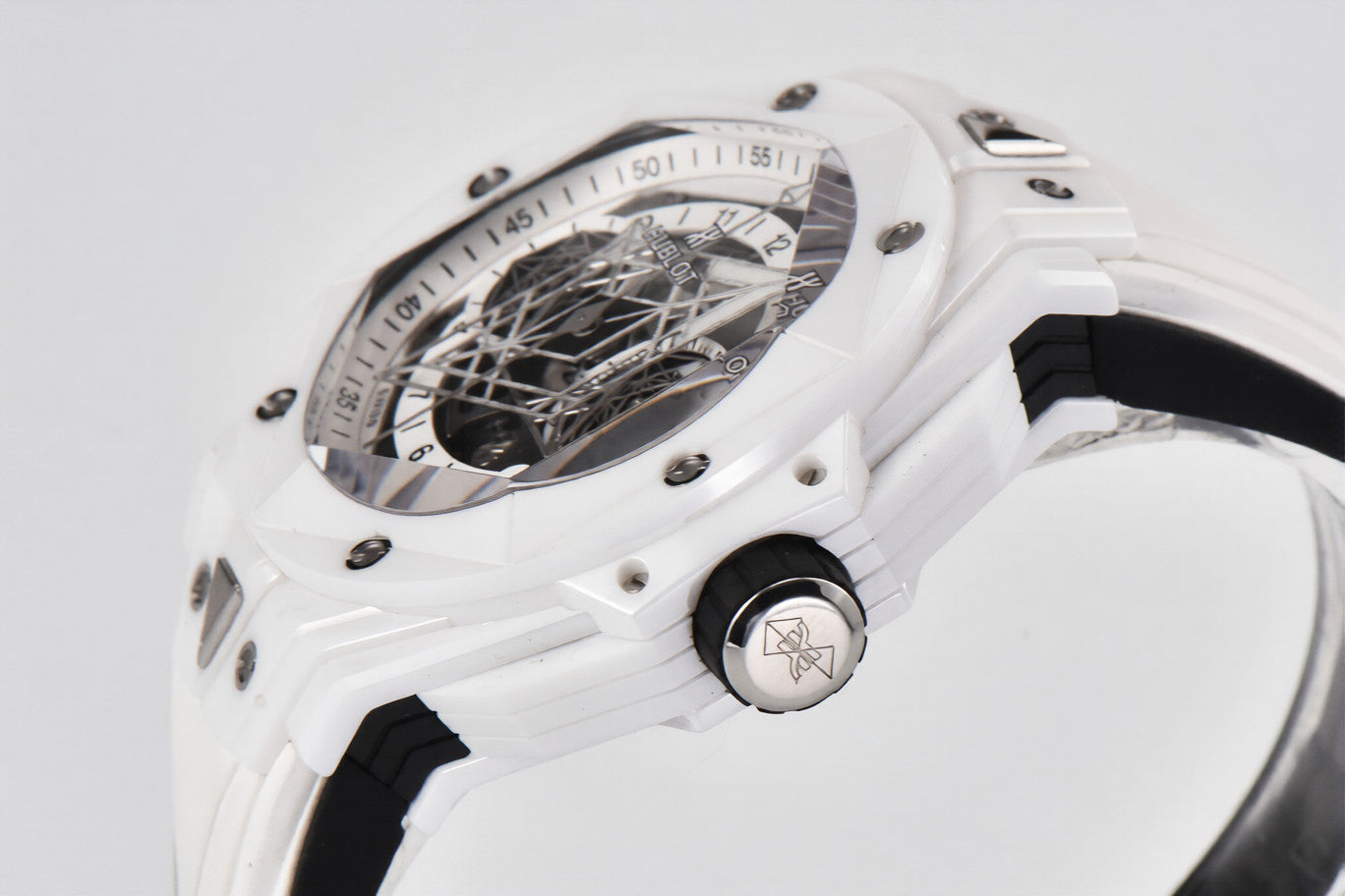 Hublot Big Bang Sang Bleu ll 45mm White Ceramic White Rubber Strap