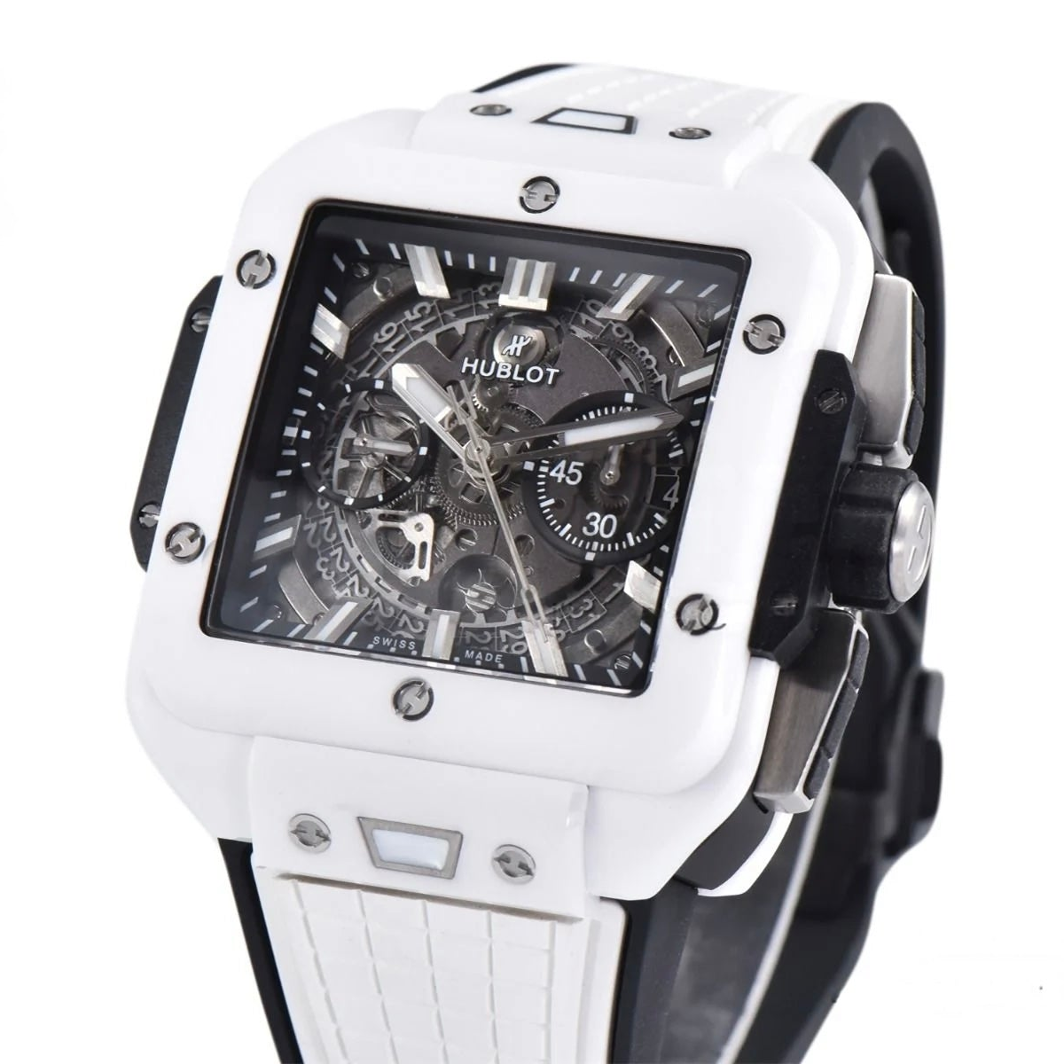 Hublot Square Bang Unico 42mm White Rubber Strap White Dial