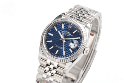Rolex Date Just 36mm Jubilee Bracelet Blue Fluted Dial