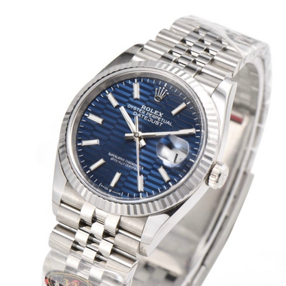 Rolex Date Just 36mm Jubilee Bracelet Blue Fluted Dial