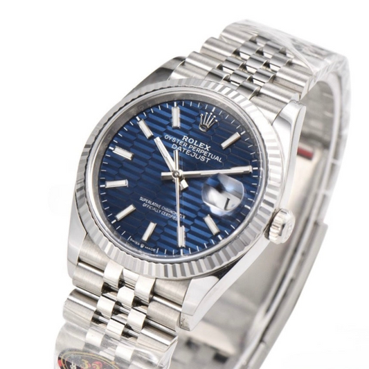 Rolex Date Just 36mm Jubilee Bracelet Blue Fluted Dial