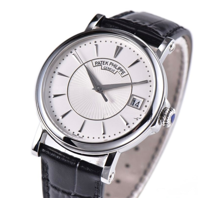 Patek Philippe Calatrava 38mm Black Leather White Dial