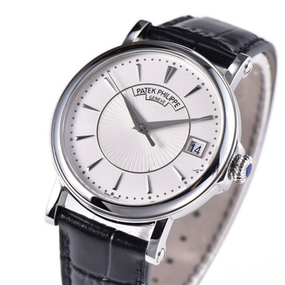 Patek Philippe Calatrava 38mm Black Leather White Dial