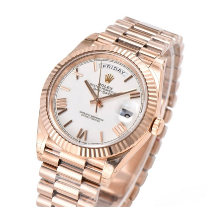 Rolex Day Date 40mm Rose Gold President Bracelet Roman White Dial