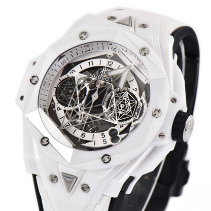 Hublot Big Bang Sang Bleu ll 45mm White Ceramic White Rubber Strap