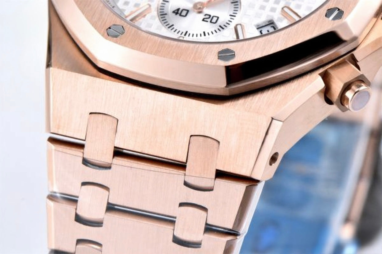 Audemars Piguet Royal Oak Chrono 41mm Rose Gold White Dial