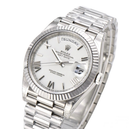 Rolex Day Date 40mm President Bracelet on White Roman Dial