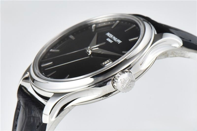 Patek Philippe Calatrava 39mm Black Leather Black Dial