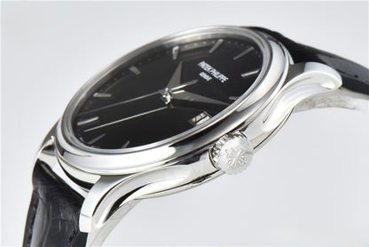 Patek Philippe Calatrava 39mm Black Leather Black Dial