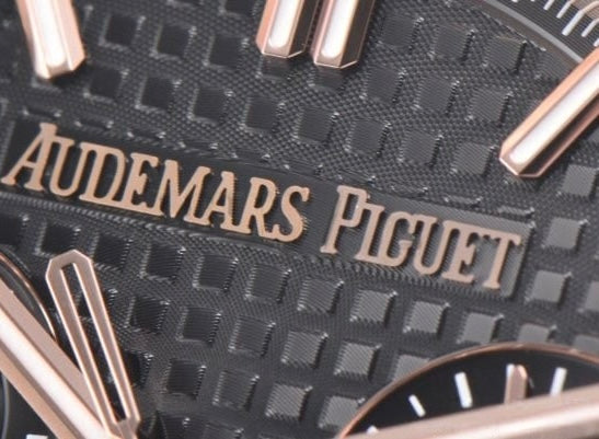Audemars Piguet Royal Oak Chronograph 41mm Black Leather Rose Gold Black Dial