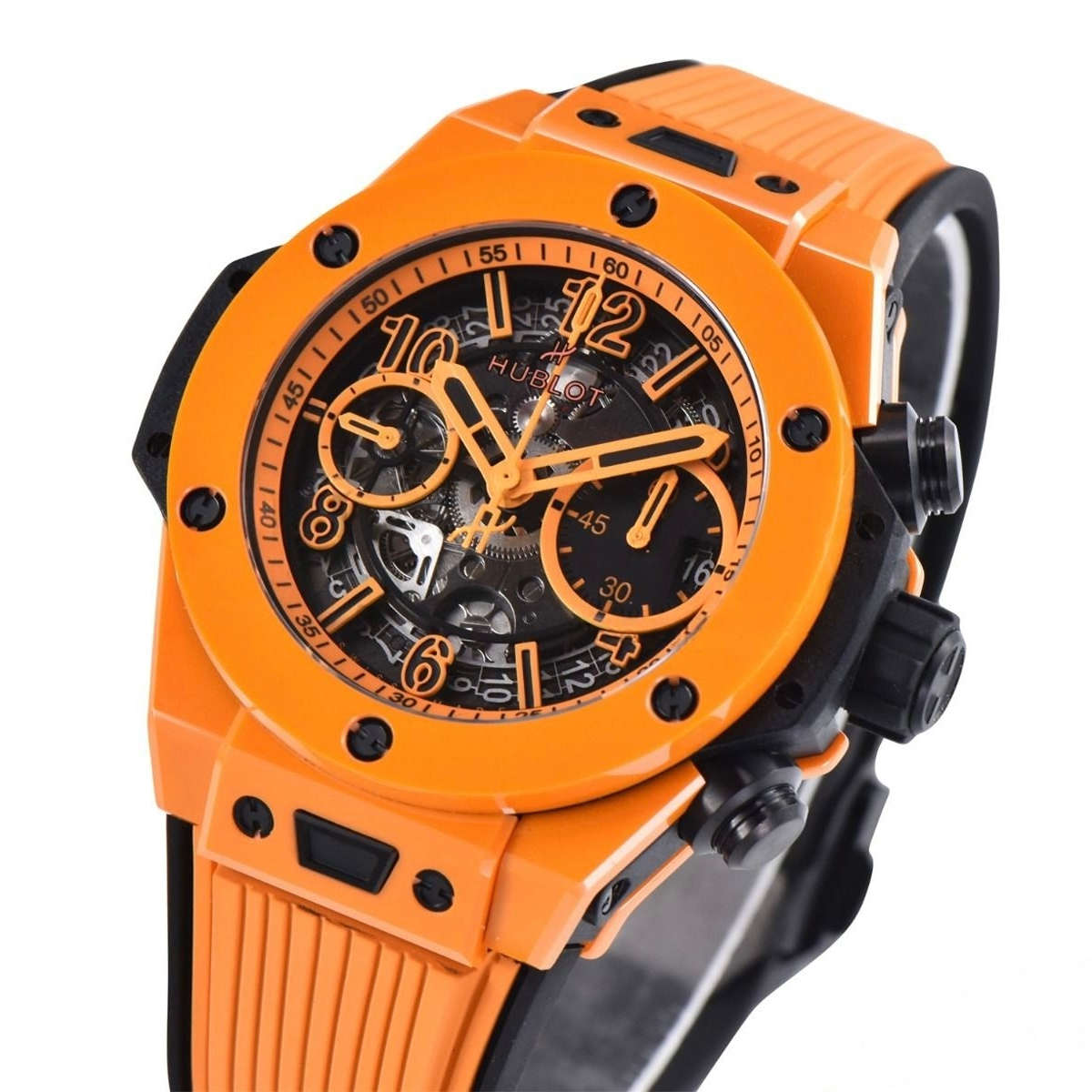 Hublot Big Bang Unico 42mm Orange Rubber Strap Orange Ceramic Sceleton Dial