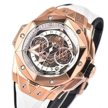 Hublot Big Bang Sang Bleu II 45mm Rose Gold White Rubber Strap White Dial