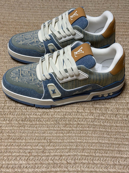 Louis Vuitton LV Trainers "Blue Denim-Brown"