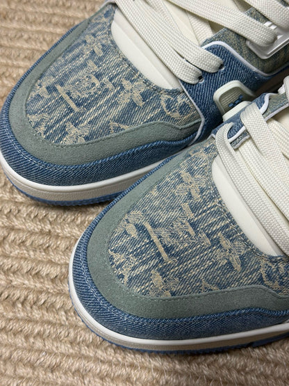 Louis Vuitton LV Trainers "Blue Denim-Brown"