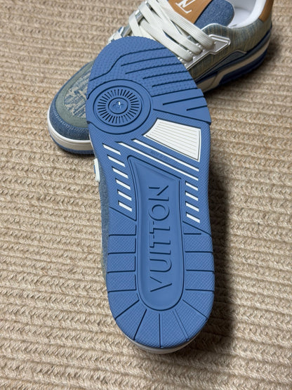 Louis Vuitton LV Trainers "Blue Denim-Brown"