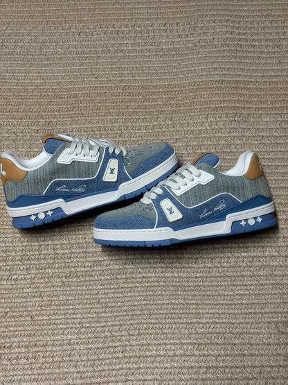 Louis Vuitton LV Trainers "Blue Denim-Brown"