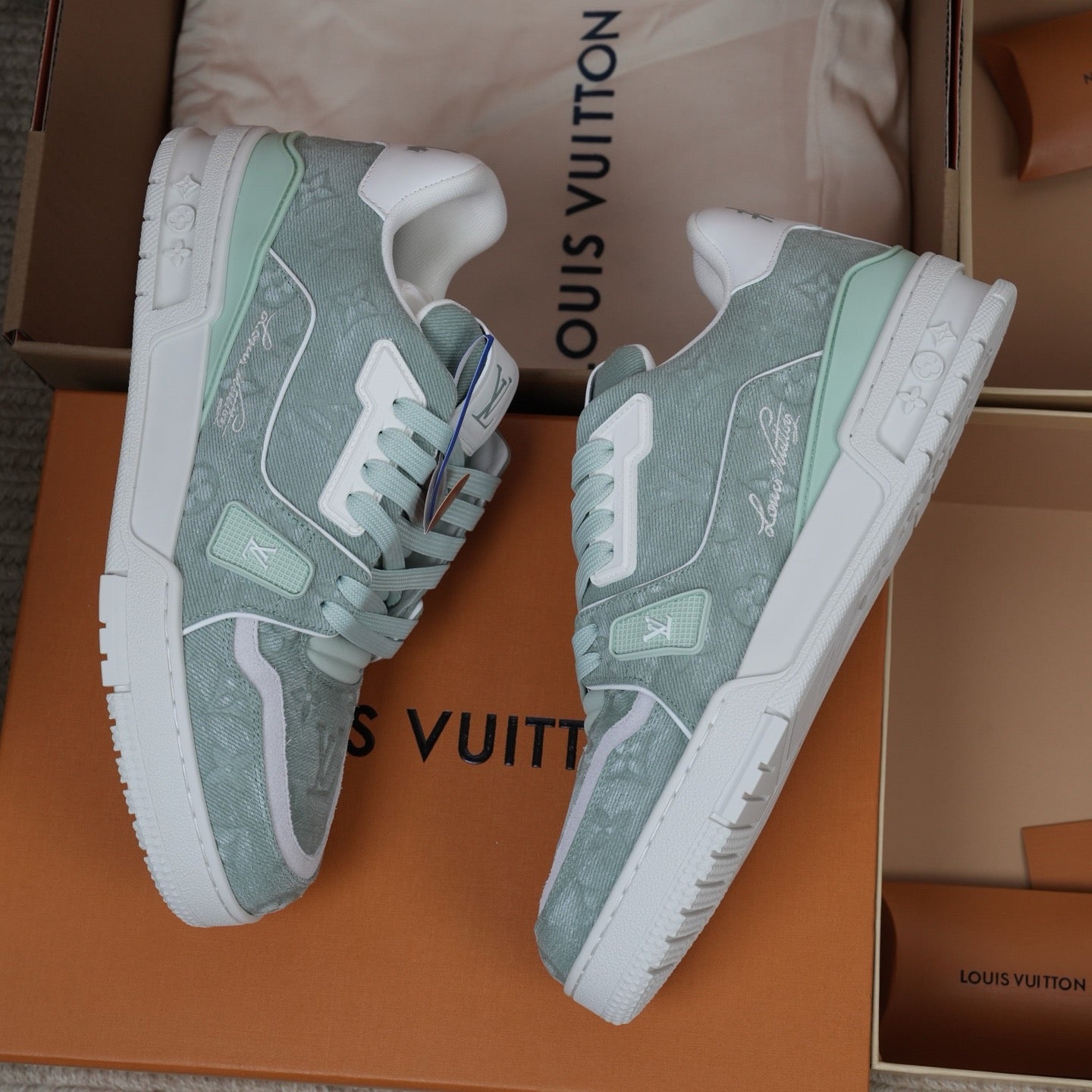 Louis Vuitton LV Trainers "Light Green Denim"