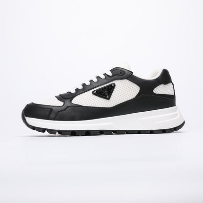 Prada Prax 02 Fabric and Brushed Leather Sneakers "Whtie-Black"