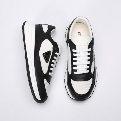 Prada Prax 02 Fabric and Brushed Leather Sneakers "Whtie-Black"