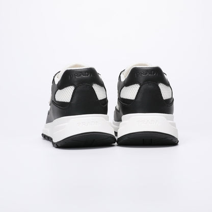 Prada Prax 02 Fabric and Brushed Leather Sneakers "Whtie-Black"
