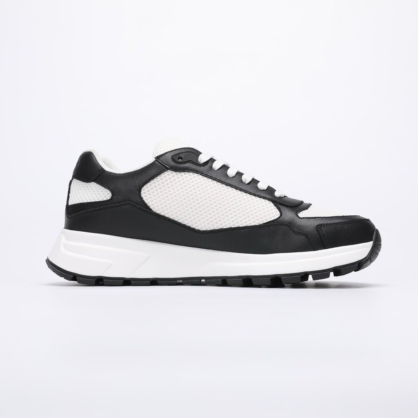 Prada Prax 02 Fabric and Brushed Leather Sneakers "Whtie-Black"