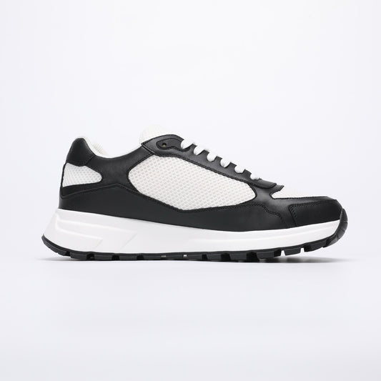 Prada Prax 02 Fabric and Brushed Leather Sneakers "Whtie-Black"