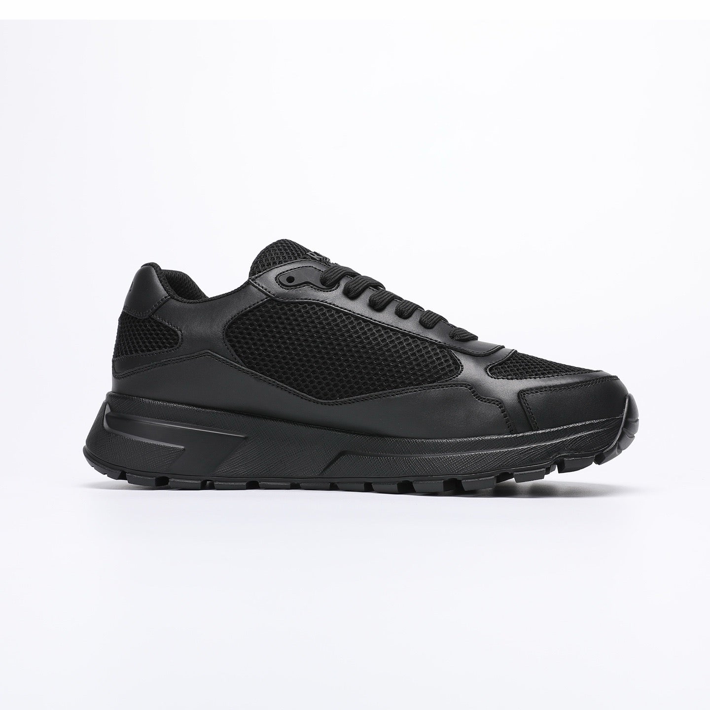 Prada Prax 02 Fabric and Brushed Leather Sneakers "Black"