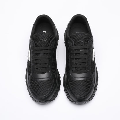Prada Prax 02 Fabric and Brushed Leather Sneakers "Black"