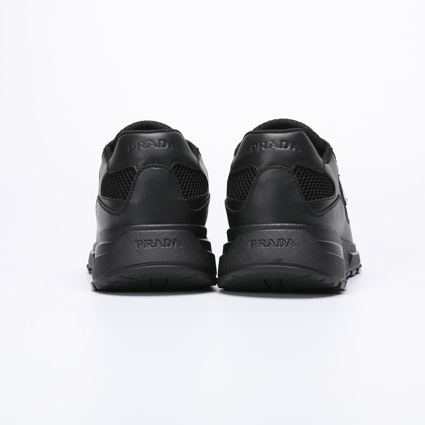 Prada Prax 02 Fabric and Brushed Leather Sneakers "Black"