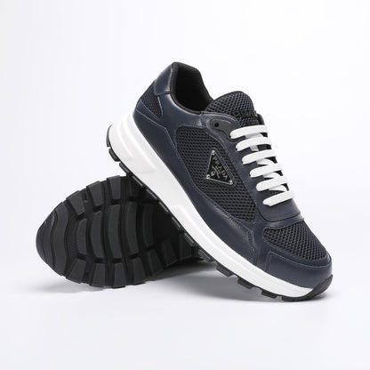 Prada Prax 02 Fabric and Brushed Leather Sneakers "Black-White"